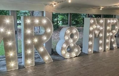 Giant 5ft White Light Up MR&MRS Letters