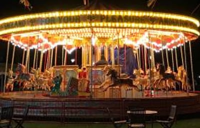 Carnival Fun Fairs Golden Carousel Nightime